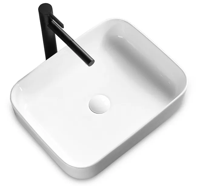 Lavoare pe blat - Lavoar baie pe blat formă dreptunghiulară lungime 51 cm culoare alb model Demi Slim