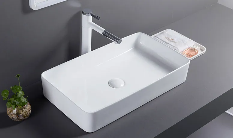 Lavoar pe blat formă dreptunghiulară lungime 61 cm culoare alb model Denis White [5]
