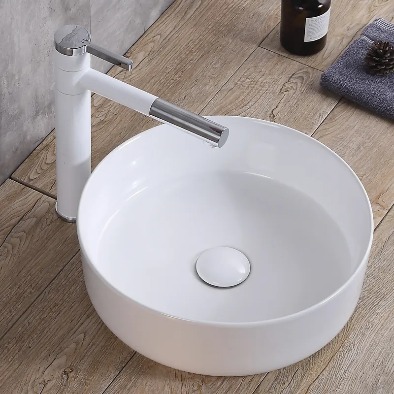 Lavoar baie pe blat formă rotundă lungime 45 cm culoare alb model Elma [1]