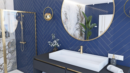 Lavoar pe blat formă dreptunghiulară lungime 100 cm culoare alb model Goya [2]