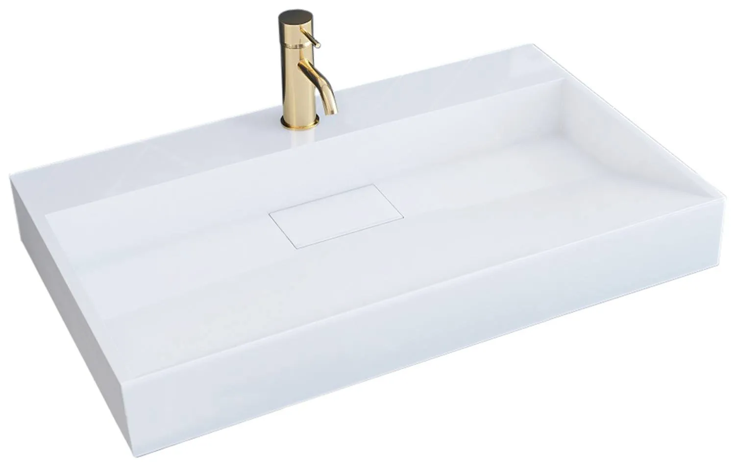 Lavoare pe blat - Lavoar baie pe blat formă dreptunghiulară lungime 70 cm culoare alb model Goya