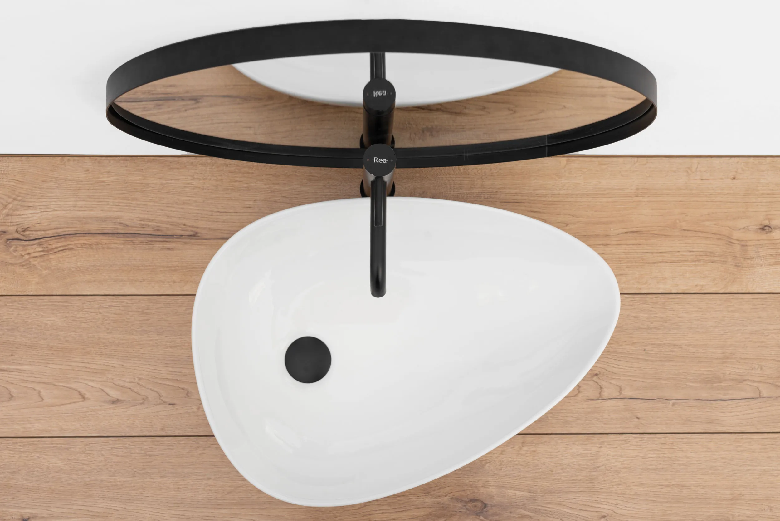 Lavoar baie pe blat formă semiovală lungime 56 cm culoare alb model Greta [4]