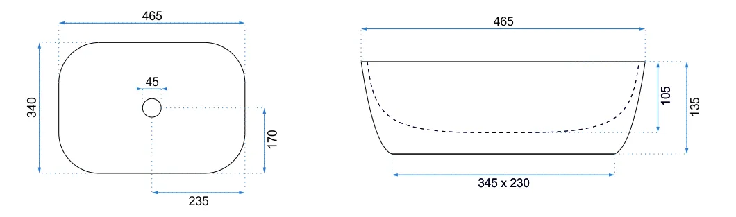 Lavoar baie pe blat formă dreptunghiulară lungime 46 cm culoare auriu/alb model Jenny [5]