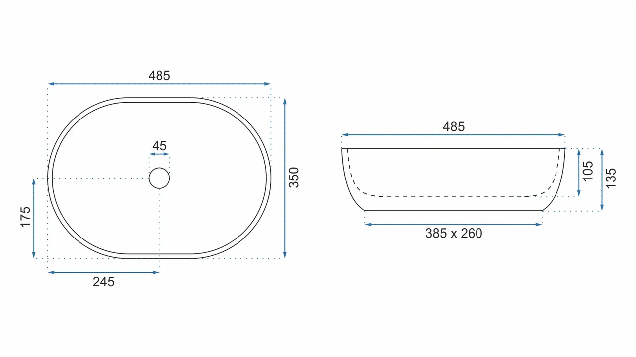 Lavoar pe blat formă semiovală lungime 48 cm culoare gri model Lara Stone [5]