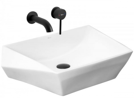 Lavoare pe blat - Lavoar baie pe blat formă neregulată lungime 60 cm culoare alb model Lucy