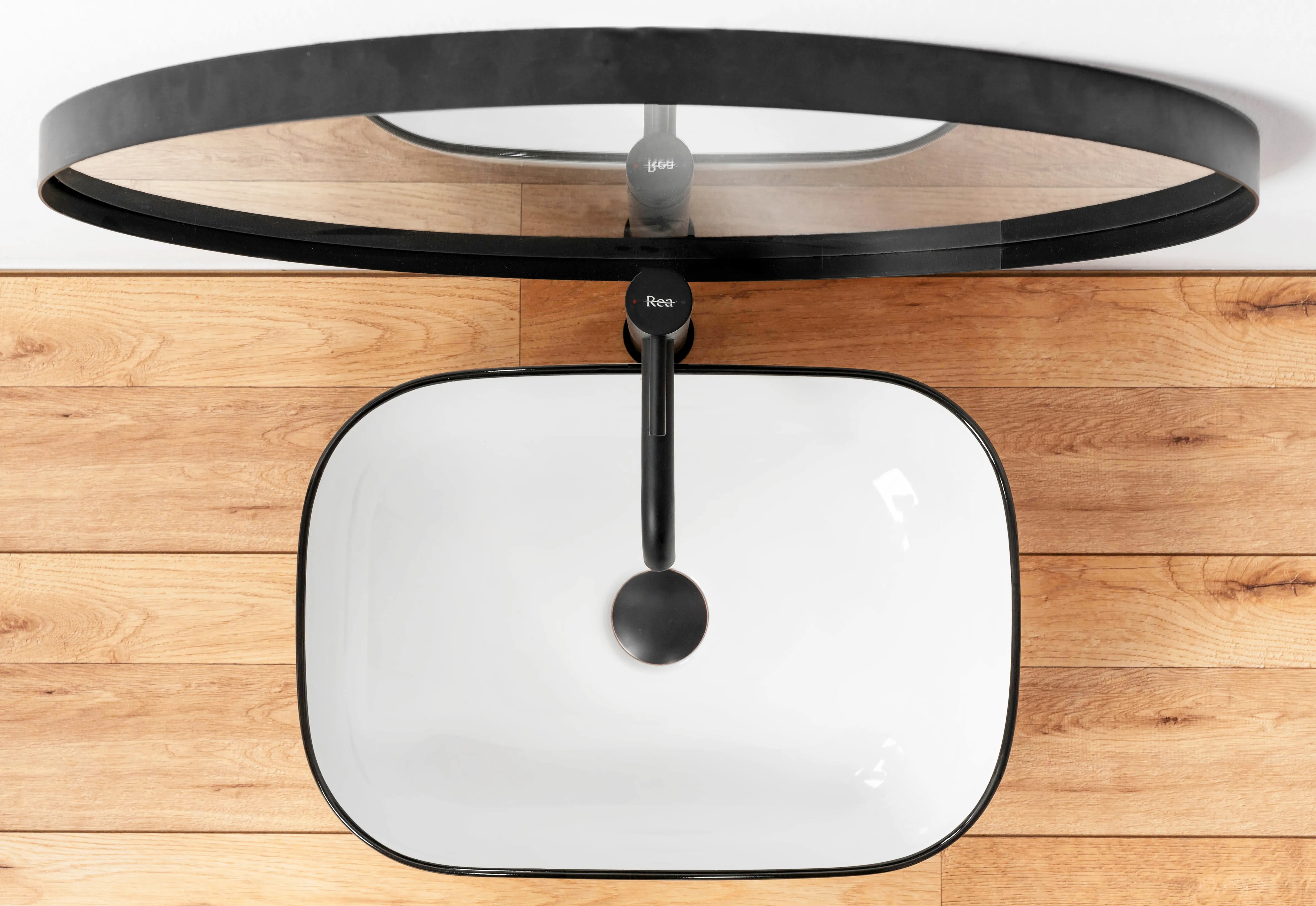 Lavoar baie pe blat formă dreptunghiulară lungime 46 cm culoare alb model Marbel [4]