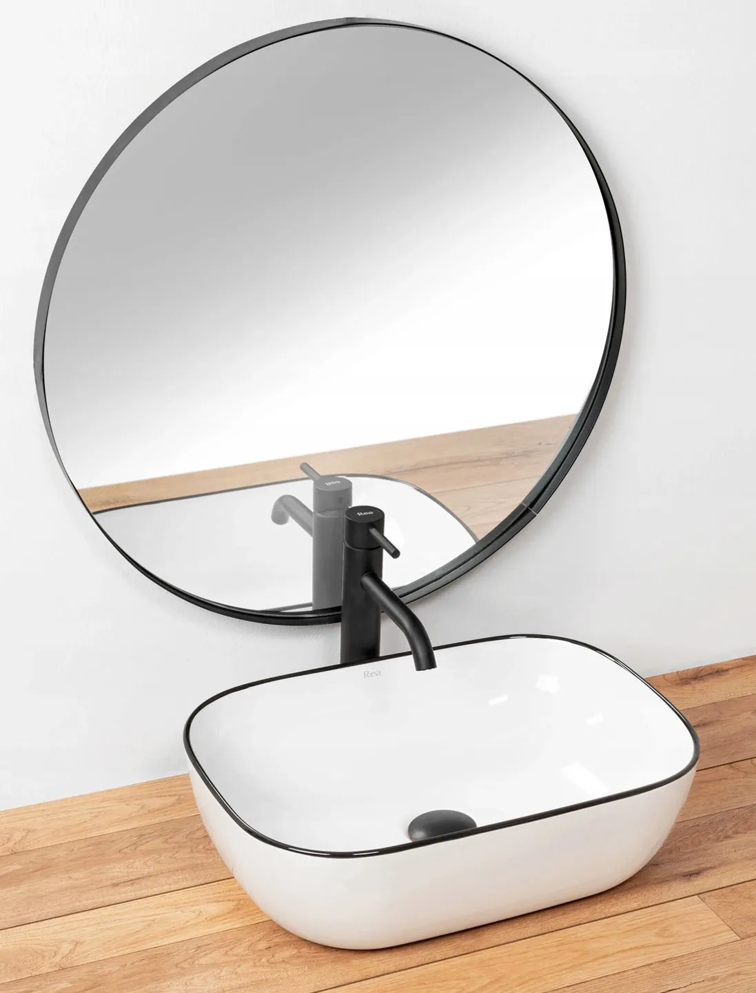 Lavoar baie pe blat formă dreptunghiulară lungime 46 cm culoare alb model Marbel [1]