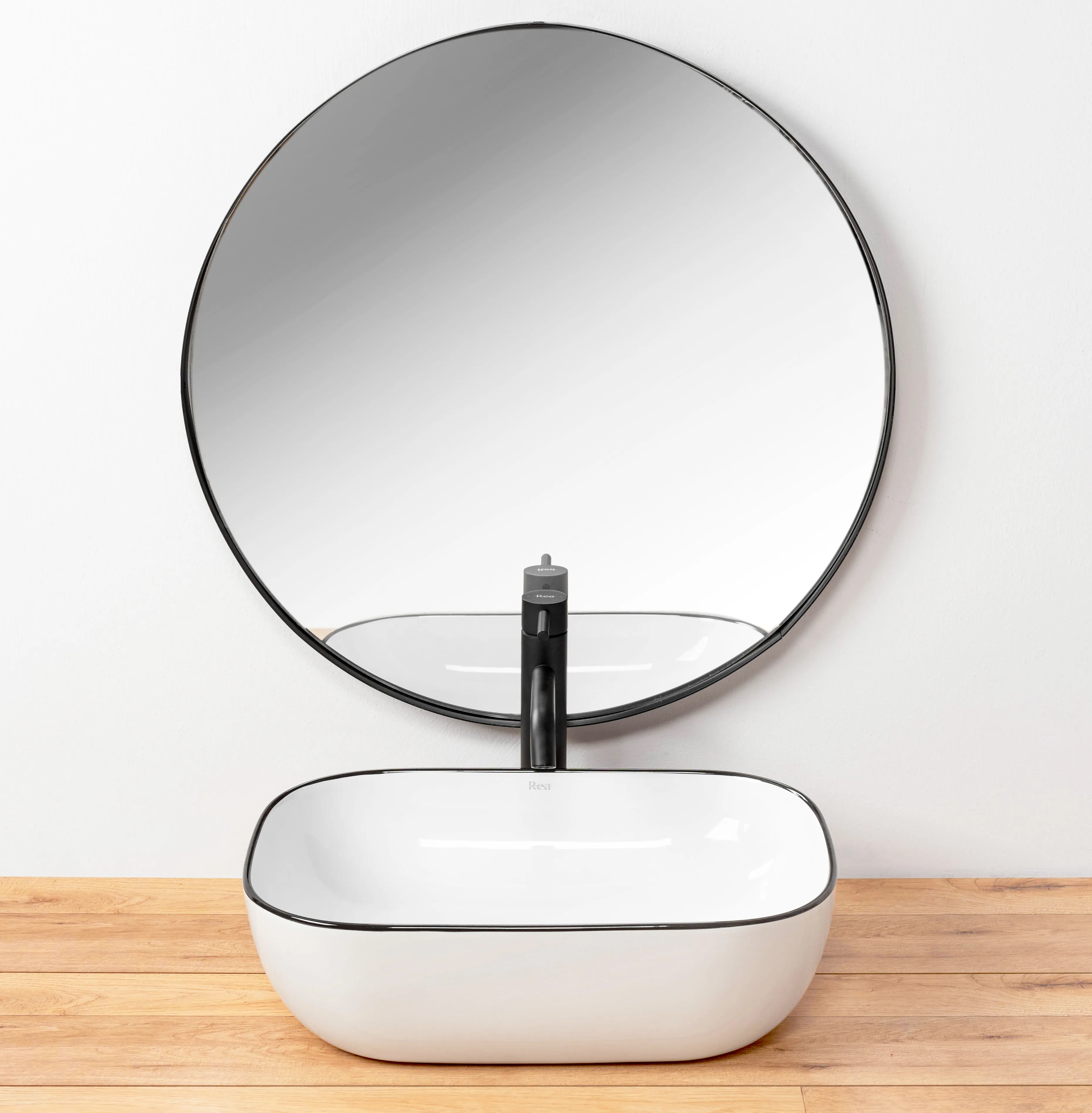 Lavoar baie pe blat formă dreptunghiulară lungime 46 cm culoare alb model Marbel [3]