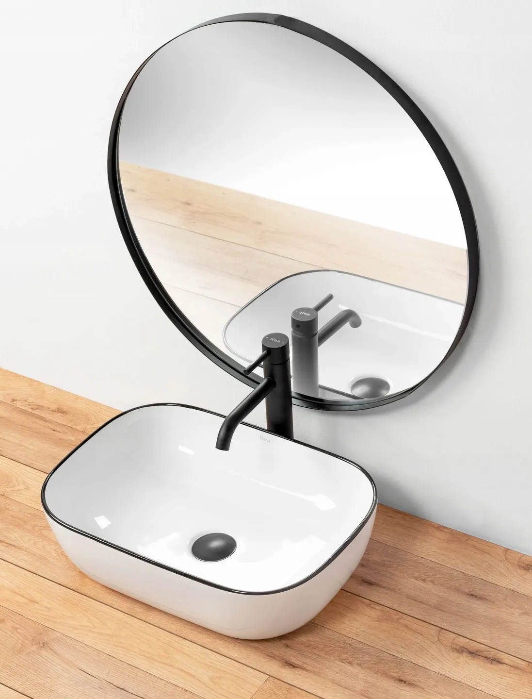 Lavoar baie pe blat formă dreptunghiulară lungime 46 cm culoare alb model Marbel [2]