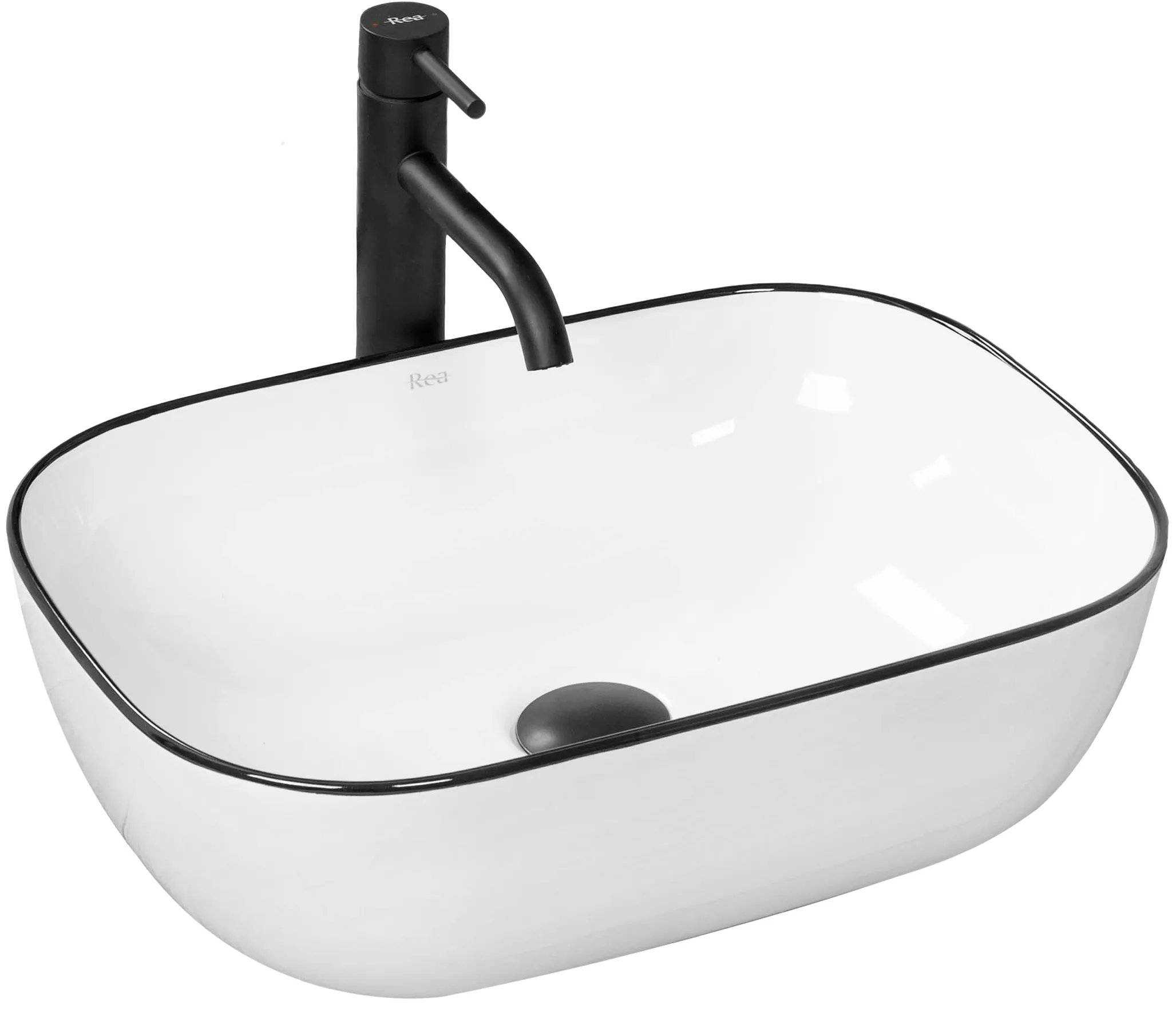 CHIUVETE / LAVOARE - Lavoar baie pe blat formă dreptunghiulară lungime 46 cm culoare alb model Marbel