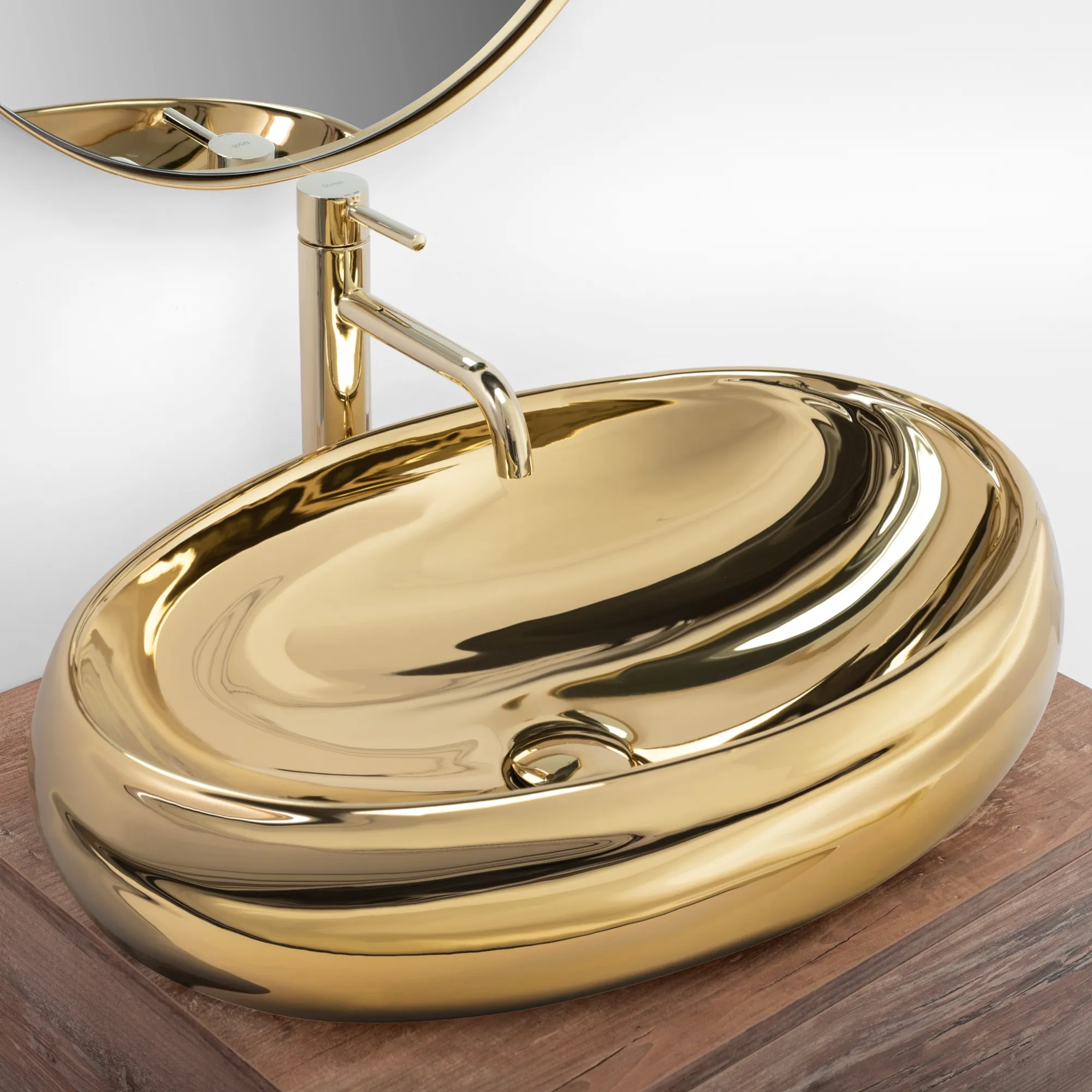 Lavoar pe blat formă ovală lungime 60 cm culoare auriu model Melania Gold [4]