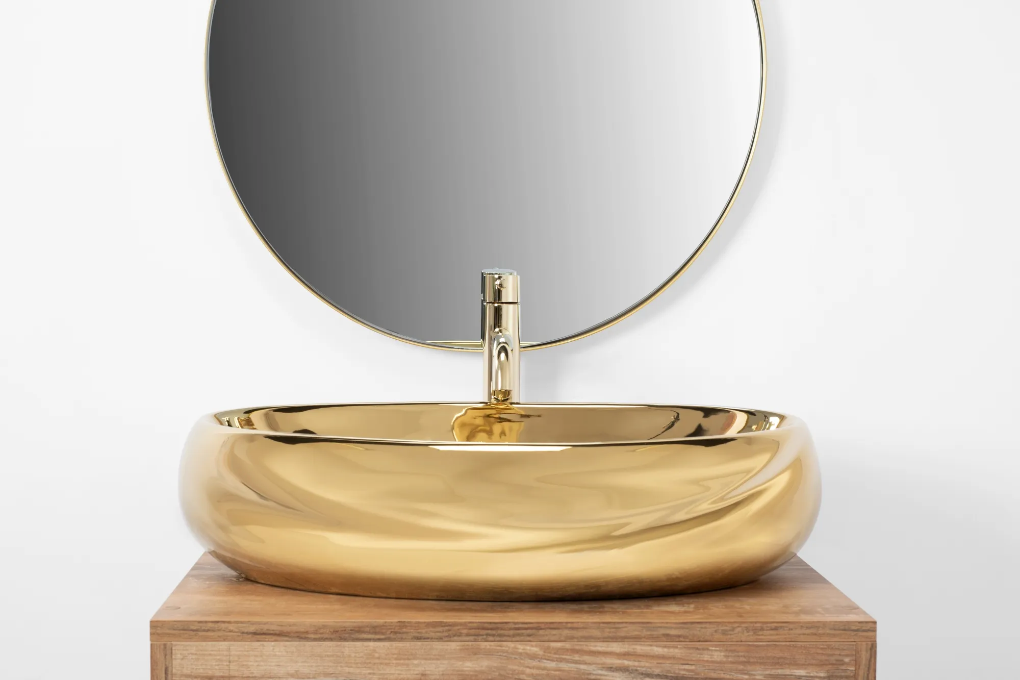 Lavoar pe blat formă ovală lungime 60 cm culoare auriu model Melania Gold [3]