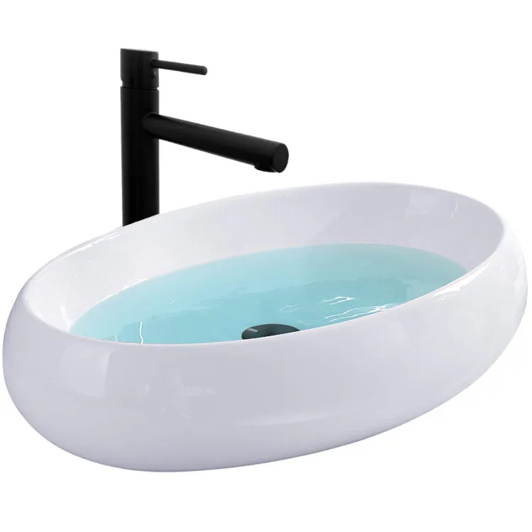 CHIUVETE / LAVOARE - Lavoar pe blat formă ovală lungime 60 cm culoare alb model Melania White