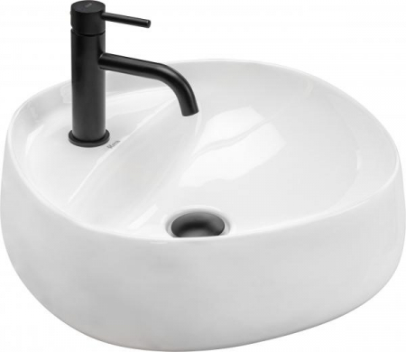 Lavoare pe blat - Lavoar baie pe blat formă patrată lungime 46 cm culoare alb model Pola
