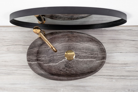 Lavoar pe blat formă ovală lungime 49 cm culoare gri model Roxy Stone Grey [3]