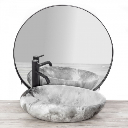 Lavoar pe blat formă ovală lungime 49 cm culoare gri model Roxy Stone Grey [3]