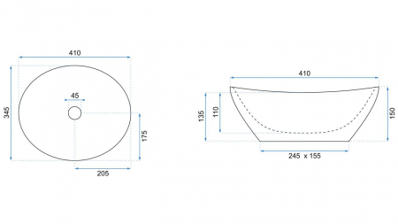 Lavoar baie pe blat formă ovală lungime 41 cm culoare auriu model Sofia Gold [6]