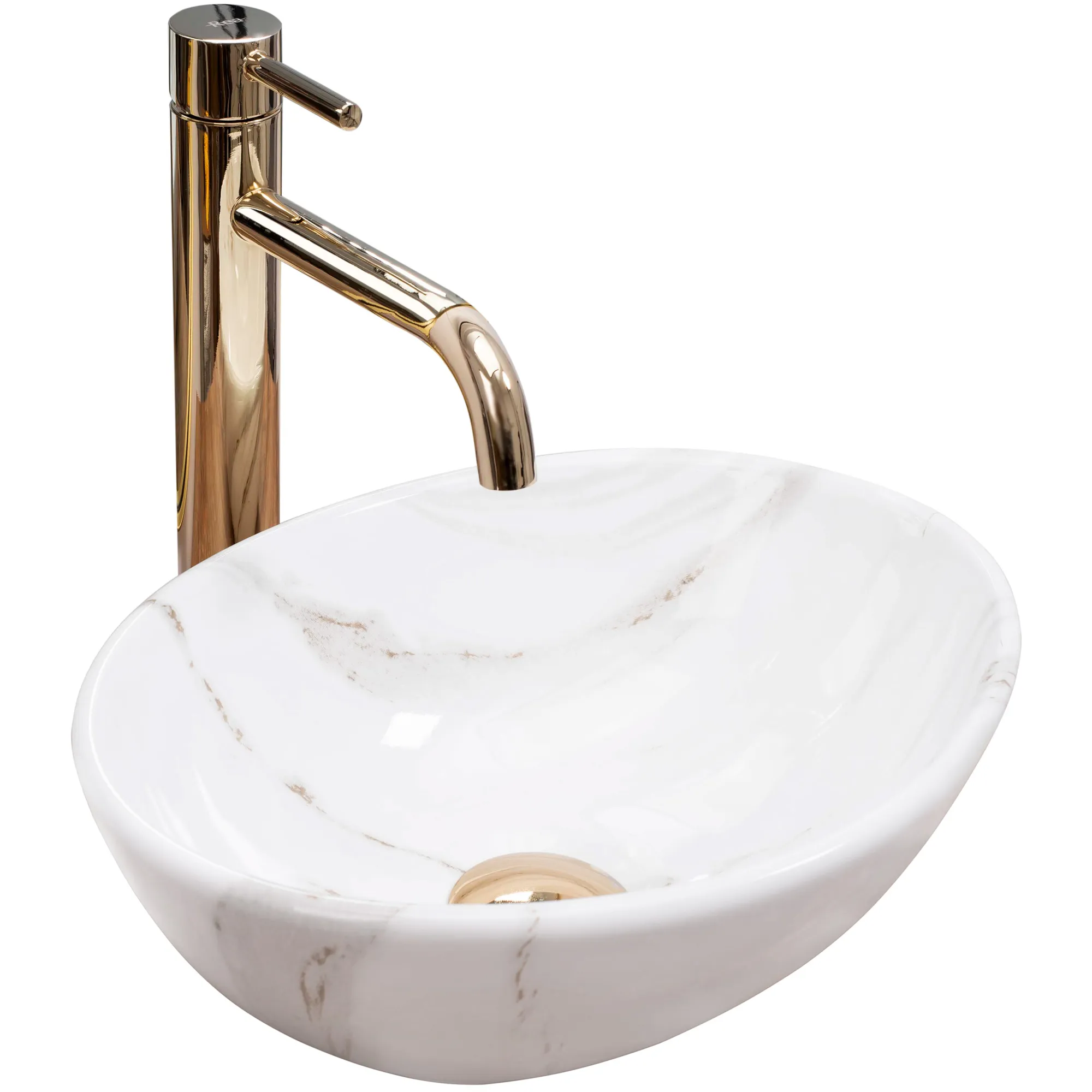 Lavoar baie pe blat formă ovală lungime 35 cm culoare crem model Sofia Mini Aiax Shiny