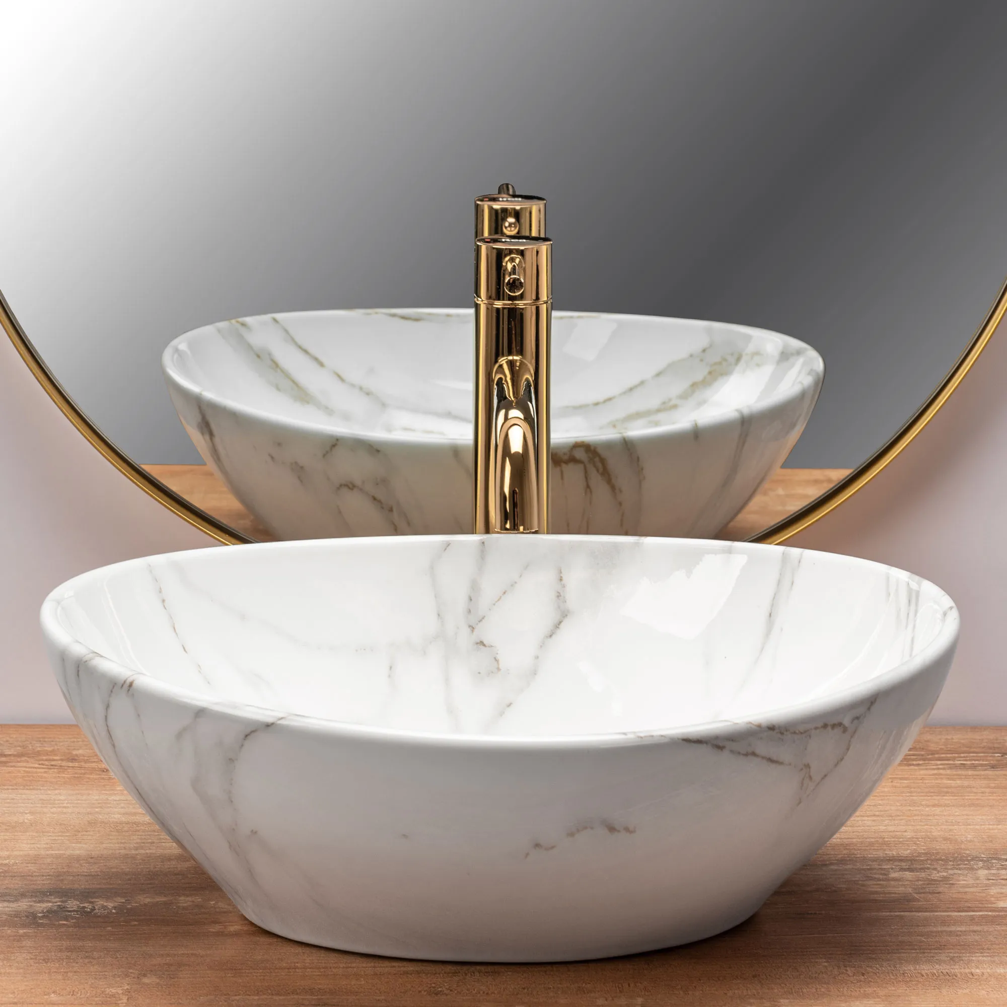 Lavoar pe blat formă ovală lungime 41 cm culoare crem model Sofia Aiax [3]