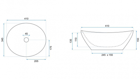 Lavoar baie pe blat formă ovală lungime 41 cm culoare crom/alb model Sofia Silver White [4]