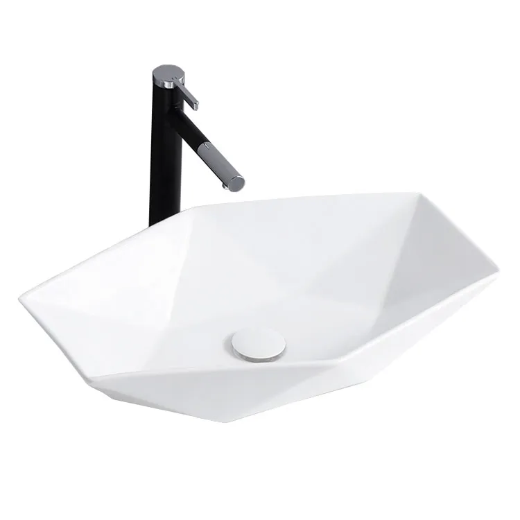 CHIUVETE / LAVOARE - Lavoar pe blat formă hexagonală lungime  57 cm culoare alb model Vegas White