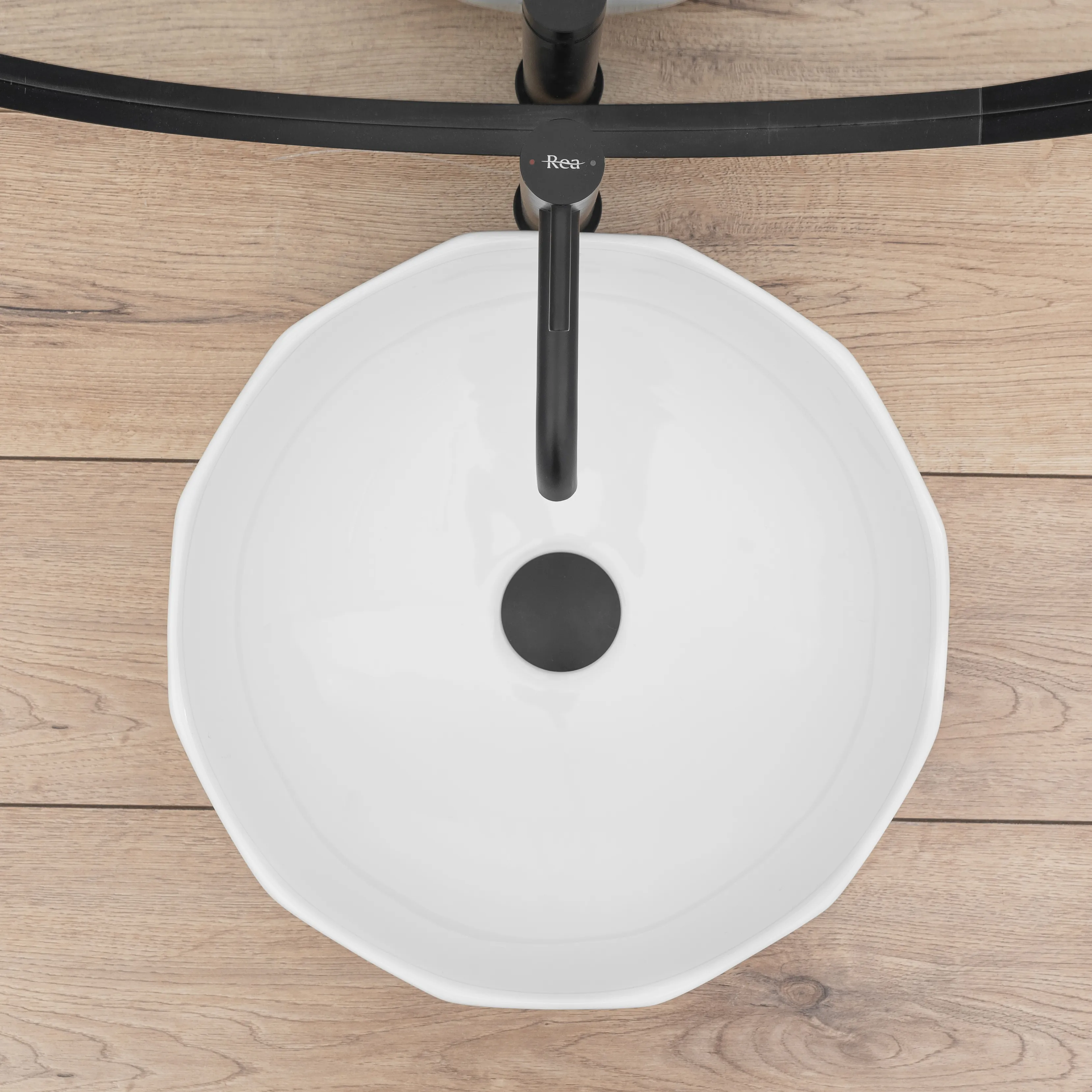 Lavoar baie pe blat formă rotundă lungime 41 cm culoare alb model Vista White [4]