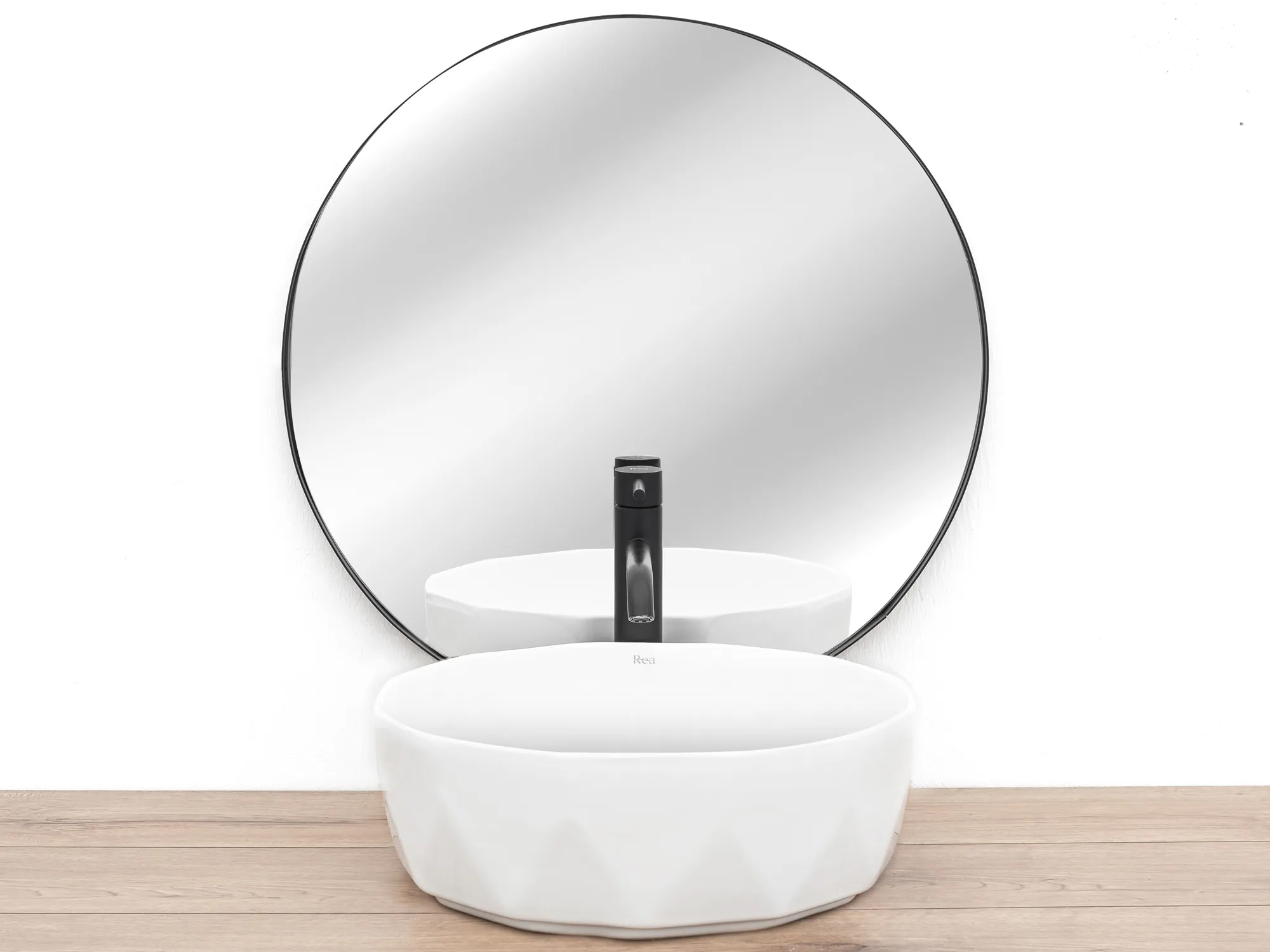 Lavoar baie pe blat formă rotundă lungime 41 cm culoare alb model Vista White [3]