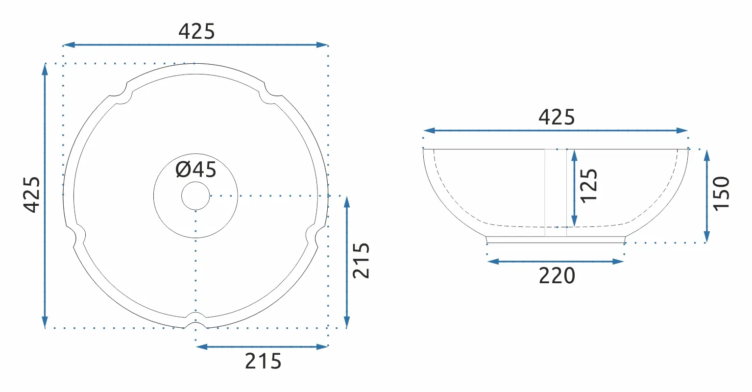 Lavoar baie pe blat formă rotundă lungime 42 cm culoare multicolor model Vivien [7]