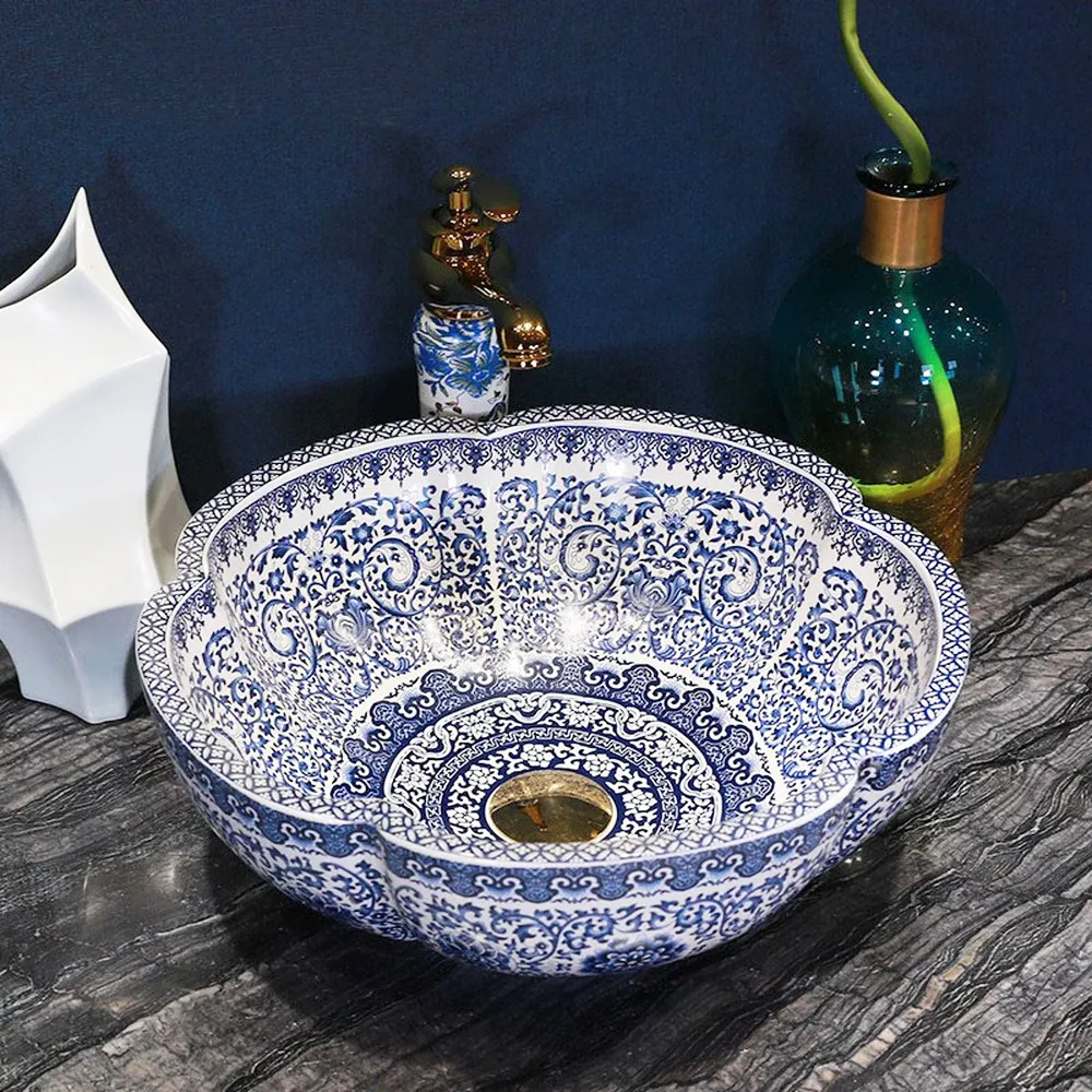 Lavoar baie pe blat formă rotundă lungime 42 cm culoare multicolor model Vivien [3]