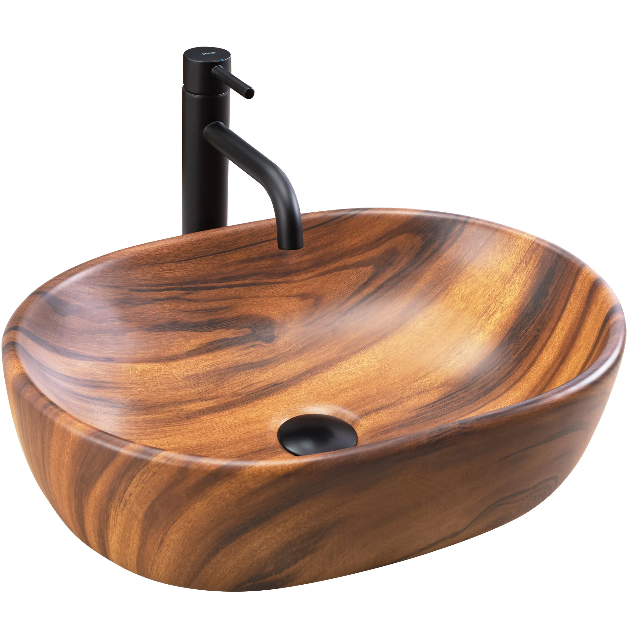CHIUVETE / LAVOARE - Lavoar pe blat formă semiovală lungime 48 cm culoare maro mat model Amelia Wood Mat