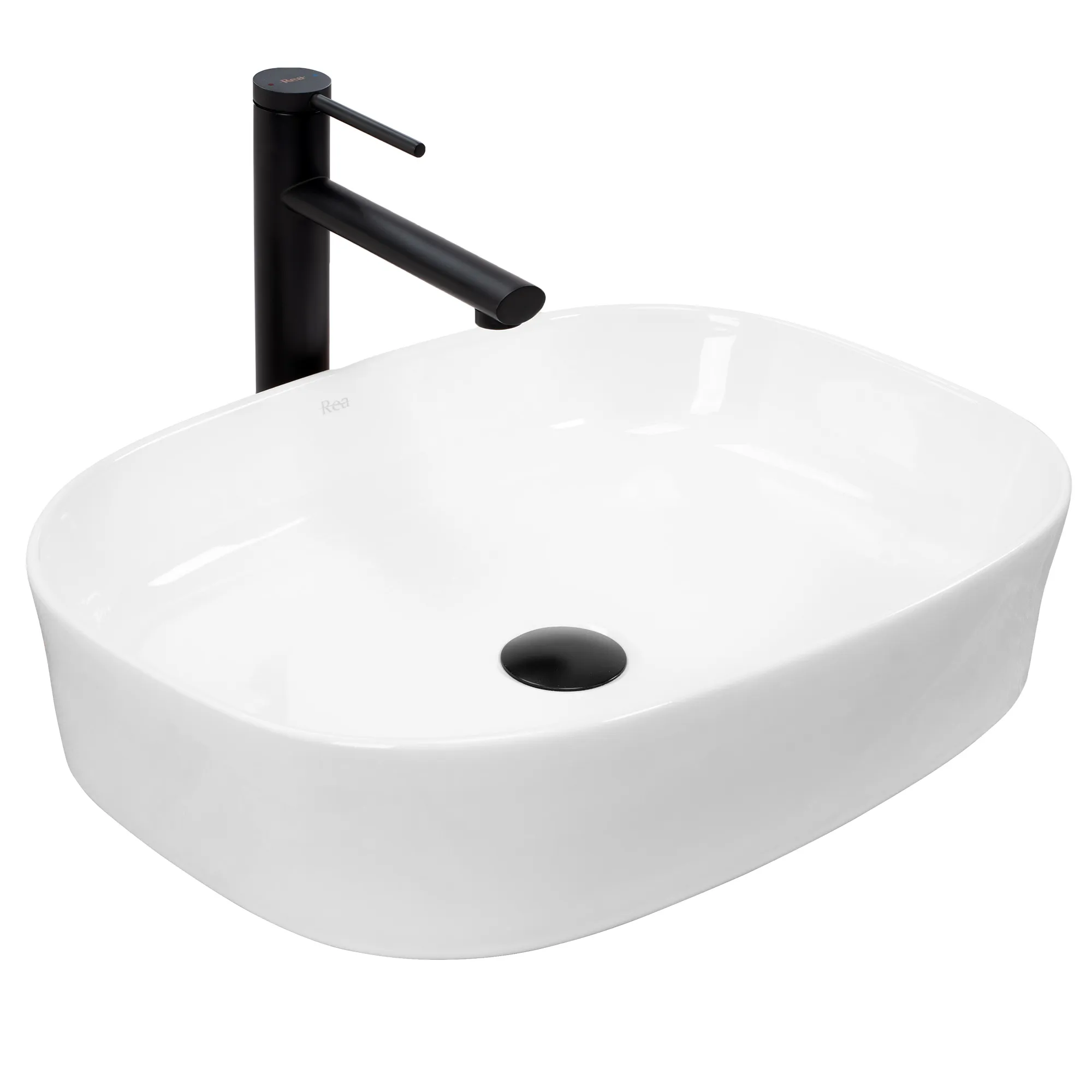 Lavoar baie pe blat formă semiovală lungime 52 cm culoare alb model Angie