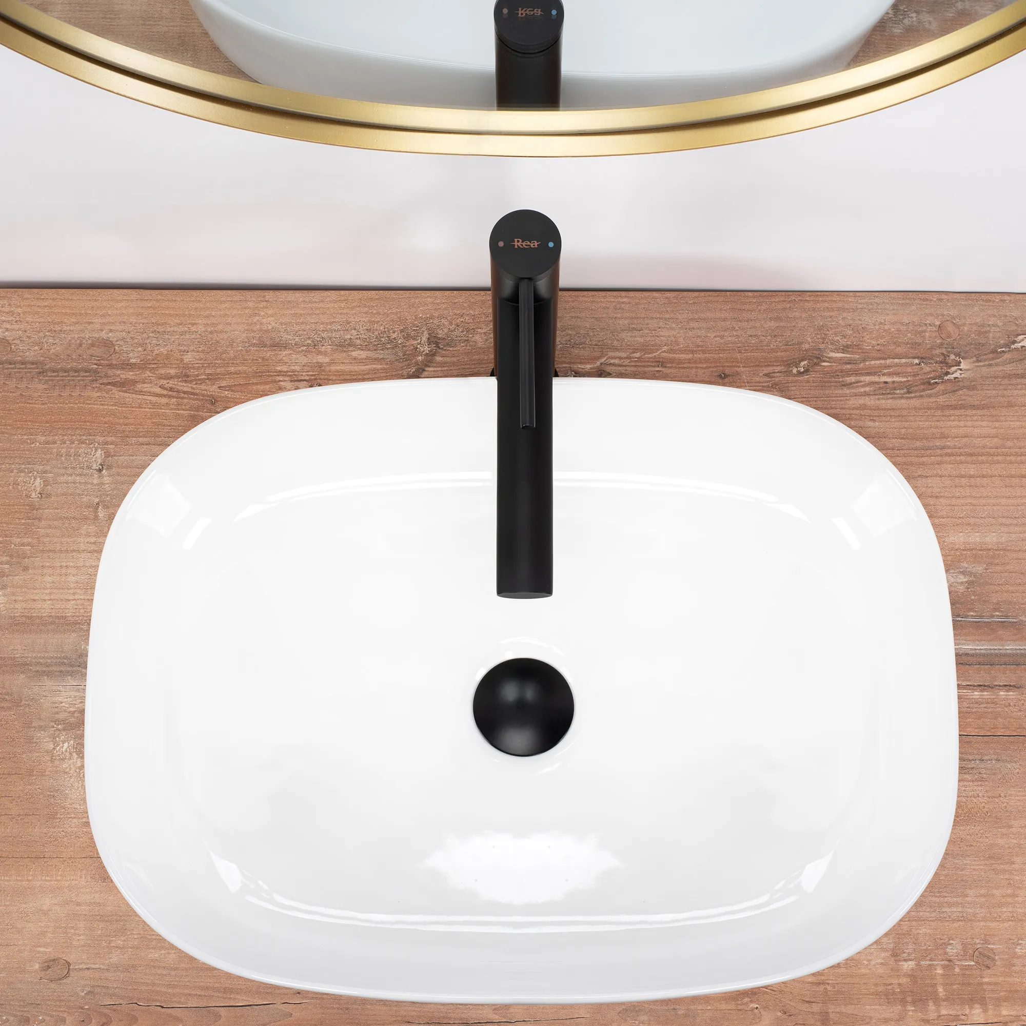 Lavoar baie pe blat formă semiovală lungime 52 cm culoare alb model Angie [2]