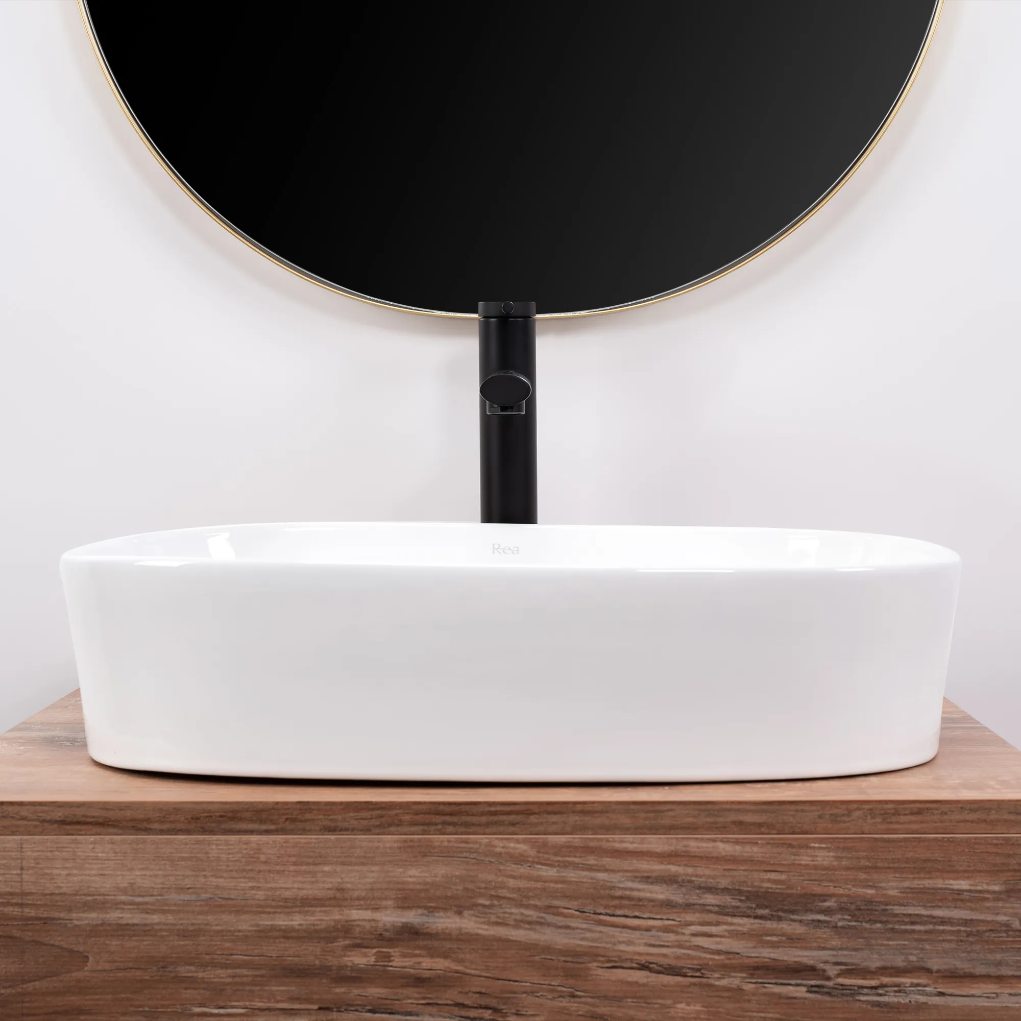Lavoar baie pe blat formă semiovală lungime 52 cm culoare alb model Angie [4]