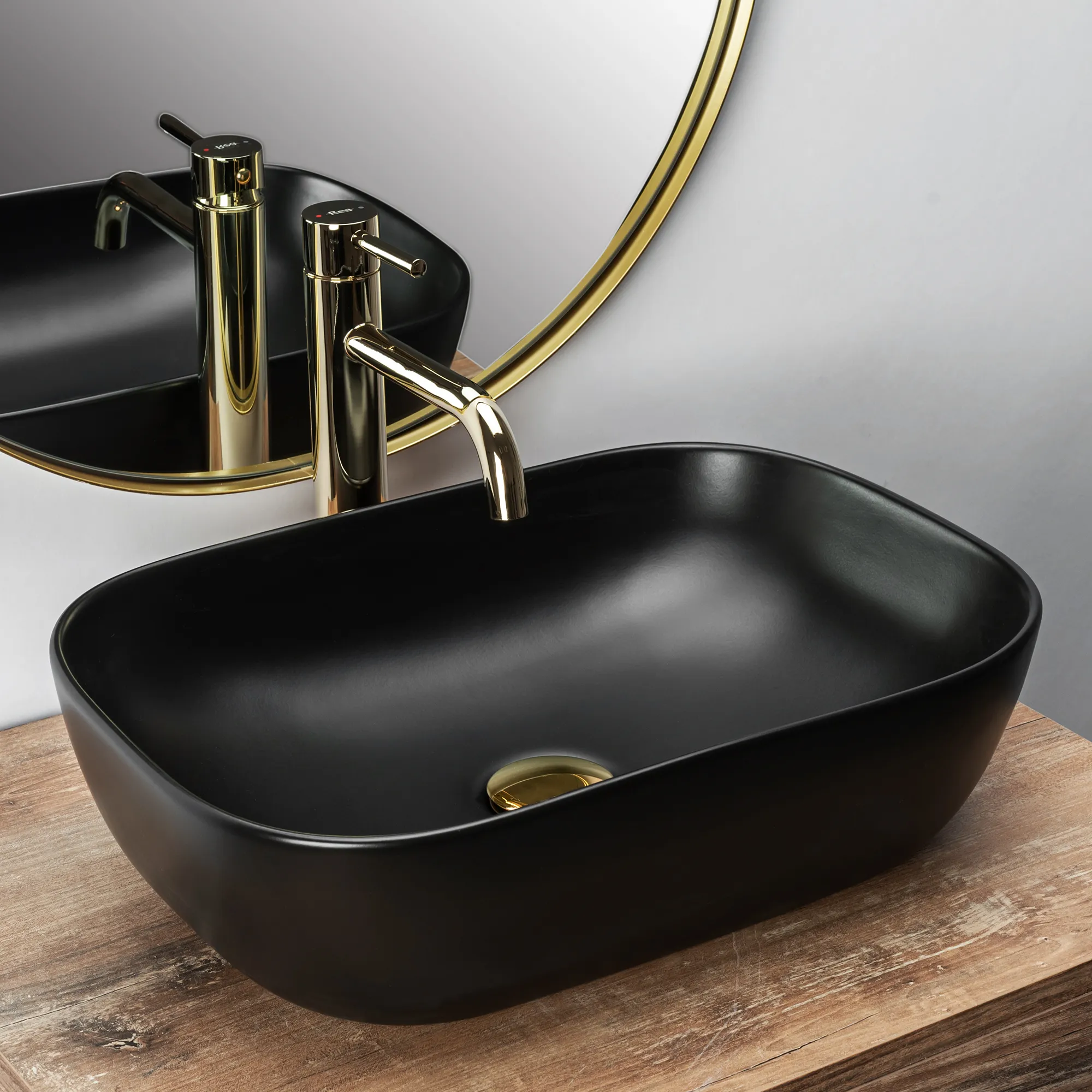 Lavoar pe blat formă dreptunghiulară lungime 46 cm culoare negru mat model Belinda Black Mat [2]