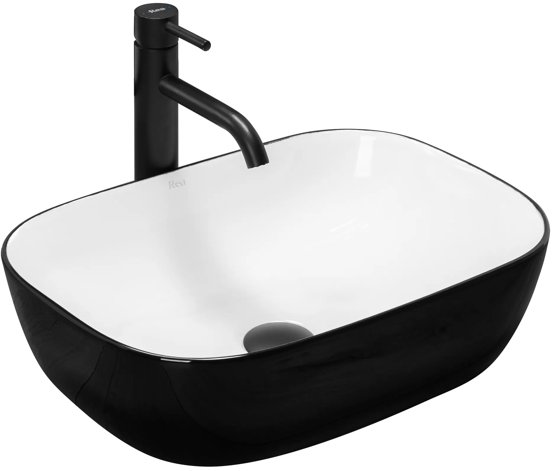 CHIUVETE / LAVOARE - Lavoar baie pe blat formă dreptunghiulară lungime 46 cm culoare alb/negru model Belinda Black White