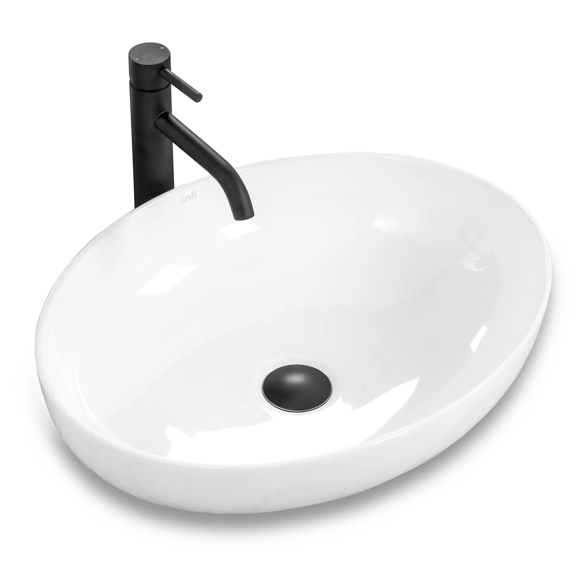 CHIUVETE / LAVOARE - Lavoar baie pe blat formă ovală lungime 51 cm culoare alb model Carola Slim White