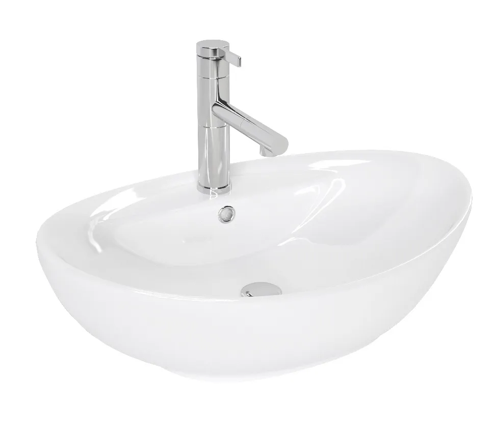 Lavoare pe blat - Lavoar pe blat formă ovală lungime 58 cm culoare alb model Cindy White