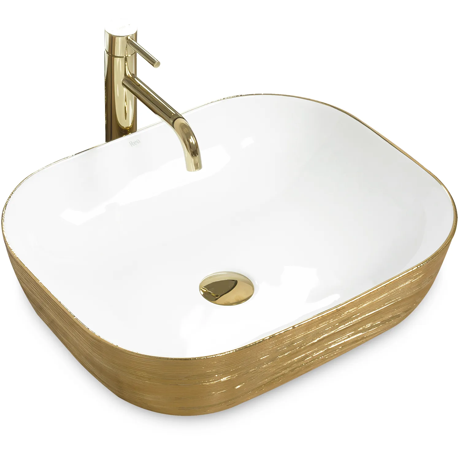 Lavoare pe blat - Lavoar pe blat formă dreptunghiulară lungime 51 cm culoare auriu model Floria