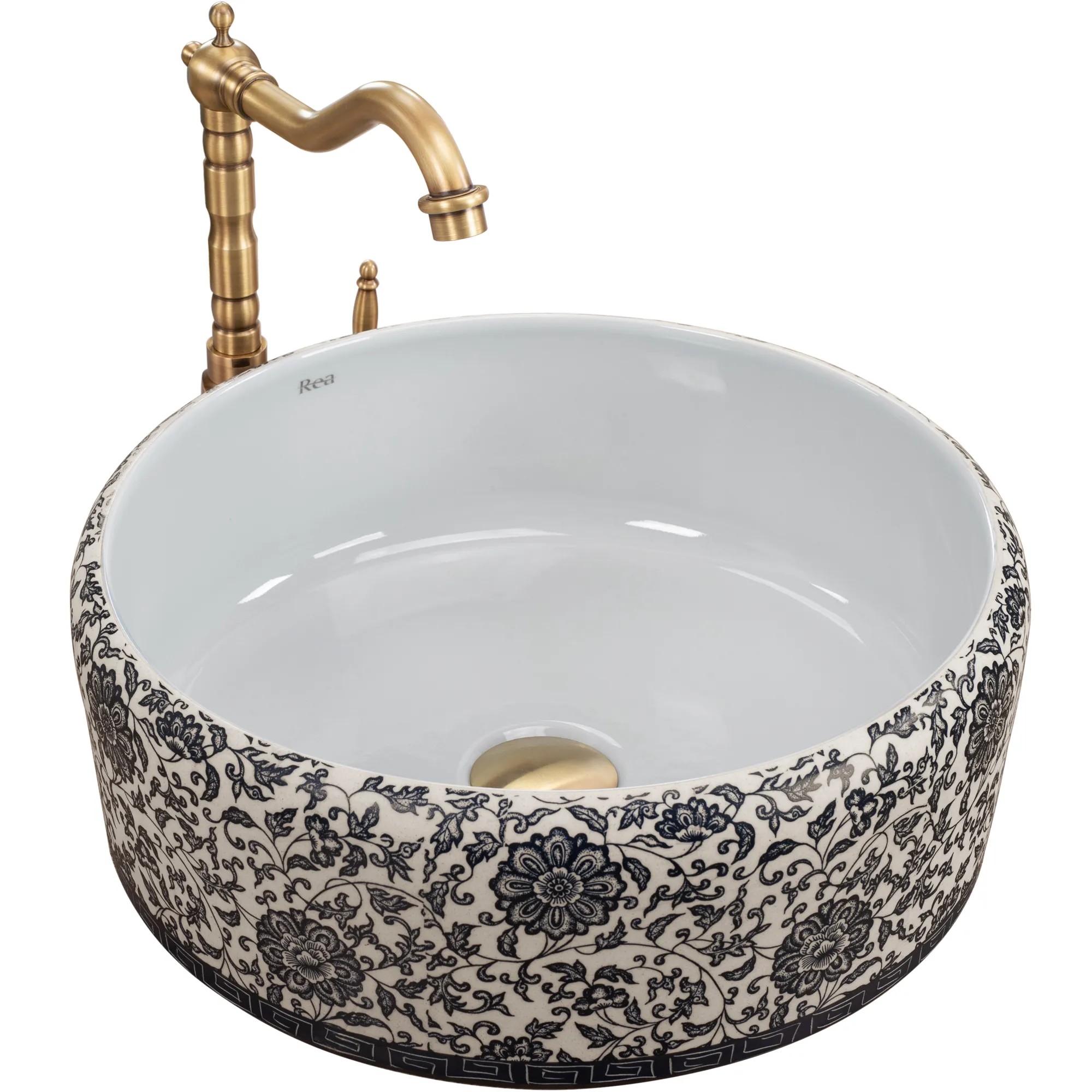Lavoare pe blat - Lavoar pe blat formă rotundă lungime 40 cm culoare alb model Florisa