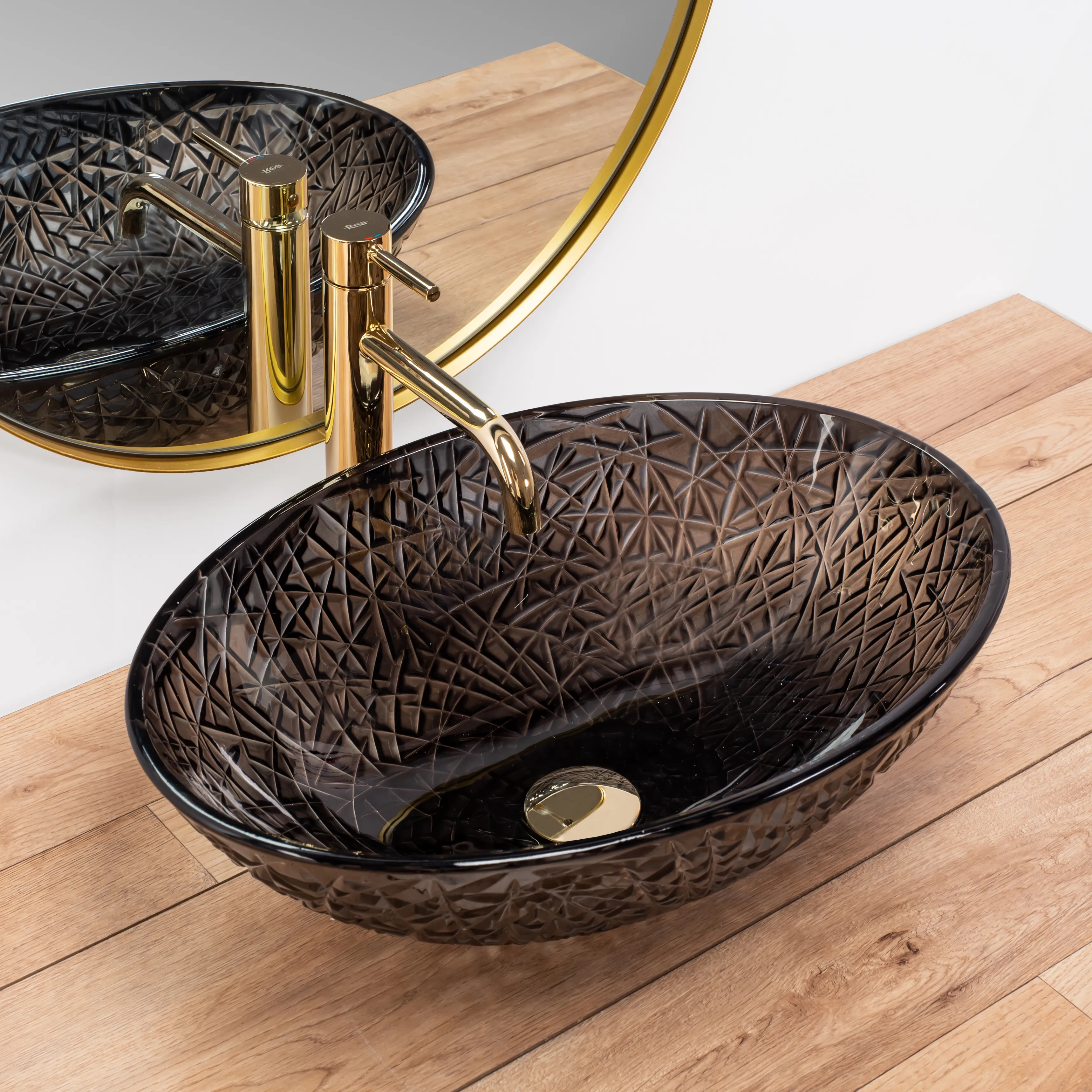 Lavoar pe blat formă ovală lungime 51 cm culoare neagra model Frost Black [1]