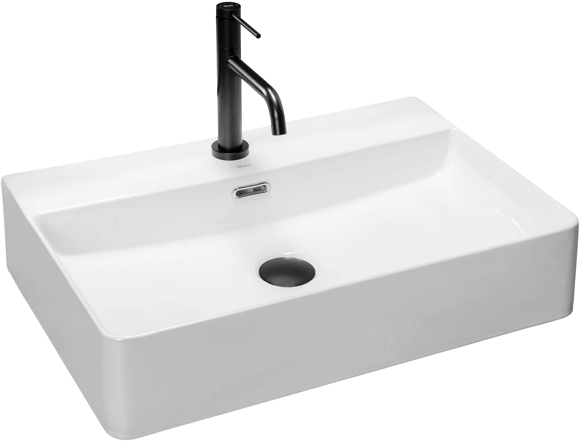 Lavoare pe blat - Lavoar baie pe blat formă dreptunghiulară lungime 50 cm culoare alb model Gina