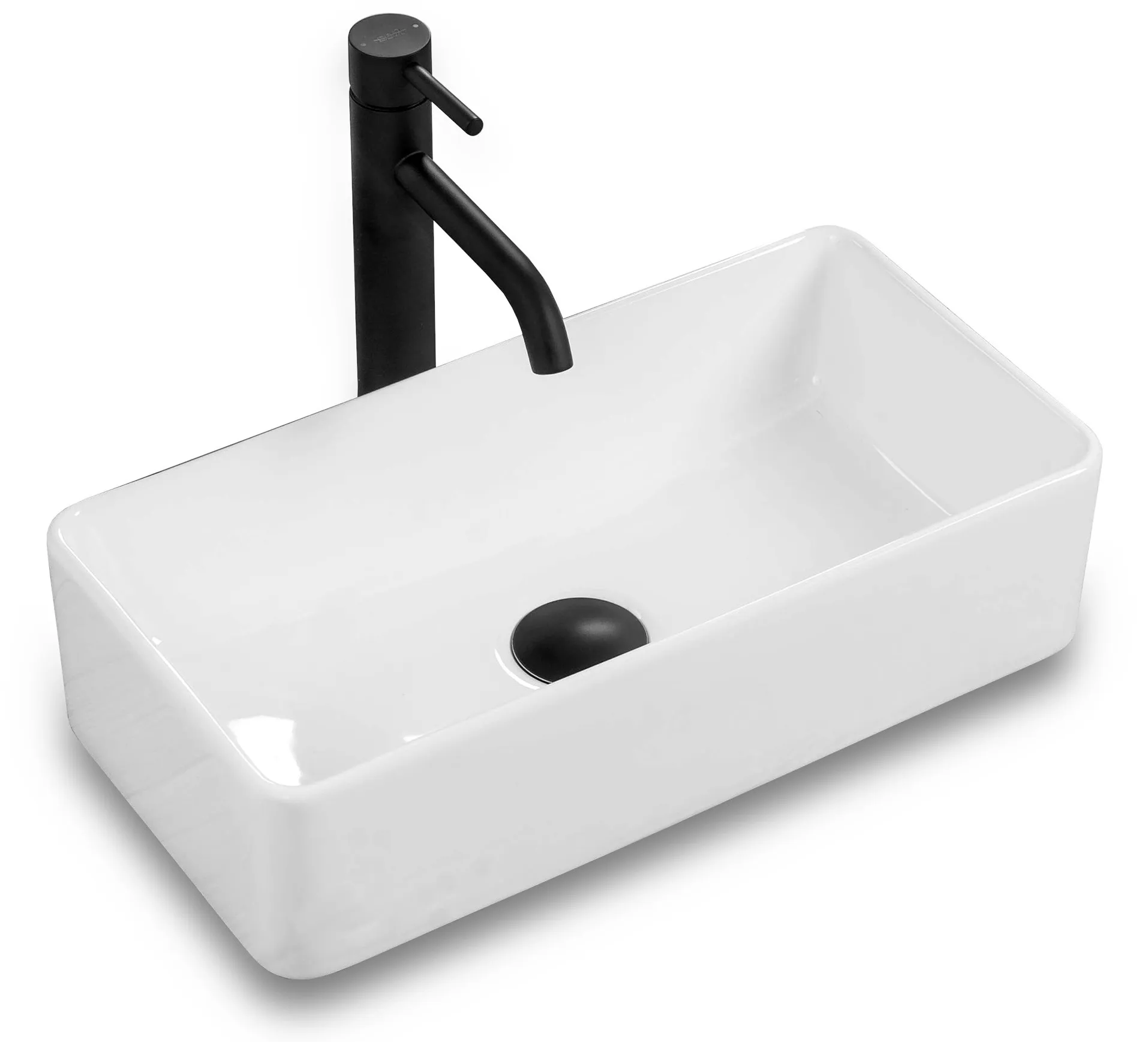 Lavoare pe blat - Lavoar baie pe blat formă dreptunghiulară lungime 46 cm culoare alb model Laura Slim