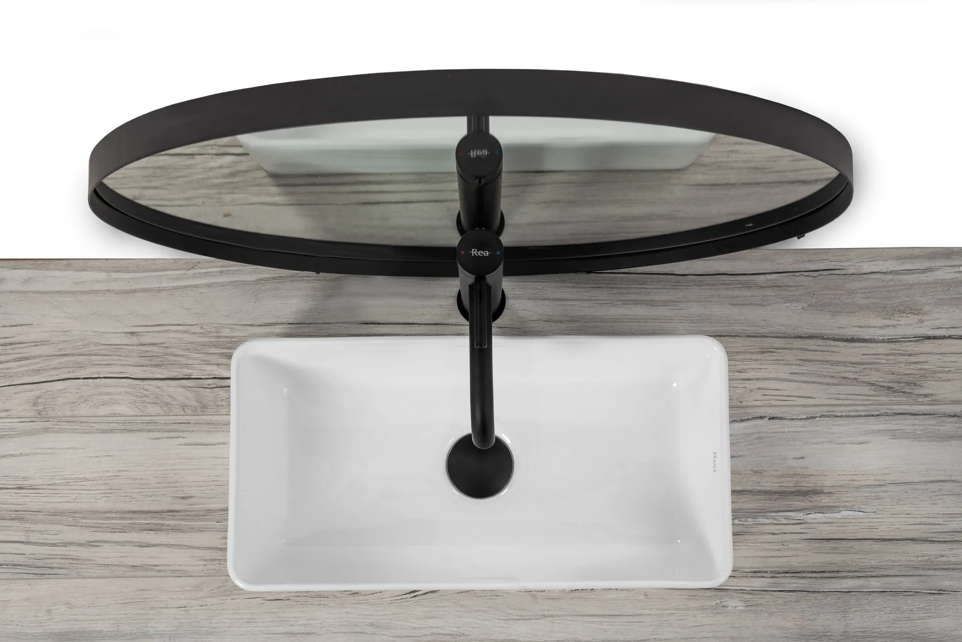 Lavoar baie pe blat formă dreptunghiulară lungime 46 cm culoare alb model Laura Slim [3]