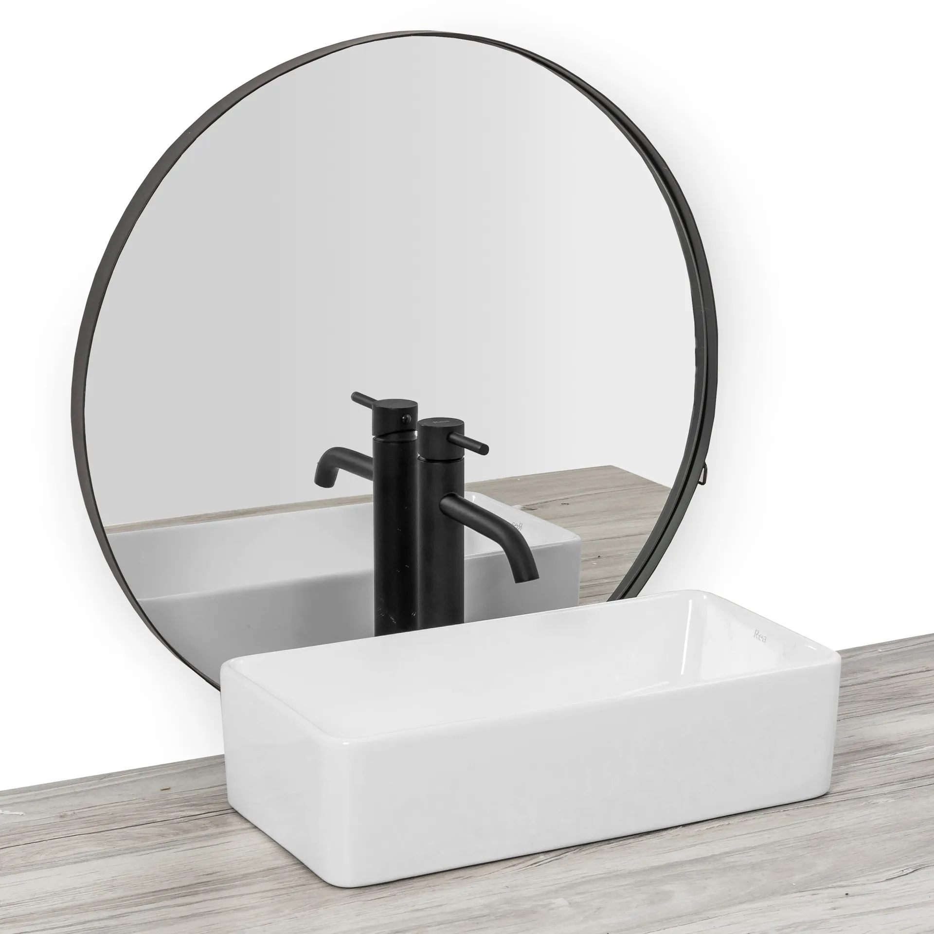 Lavoar baie pe blat formă dreptunghiulară lungime 46 cm culoare alb model Laura Slim [2]