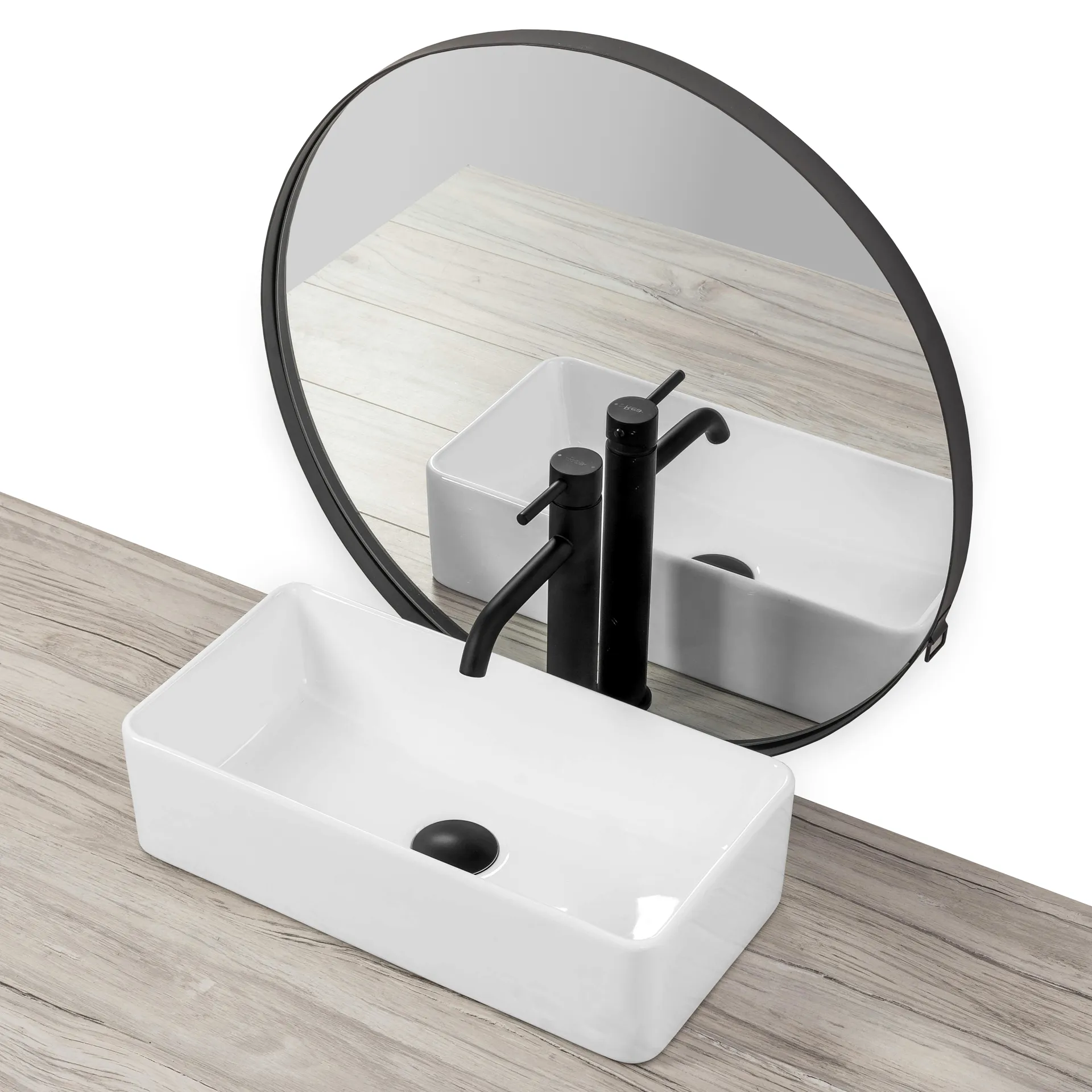 Lavoar baie pe blat formă dreptunghiulară lungime 46 cm culoare alb model Laura Slim [1]