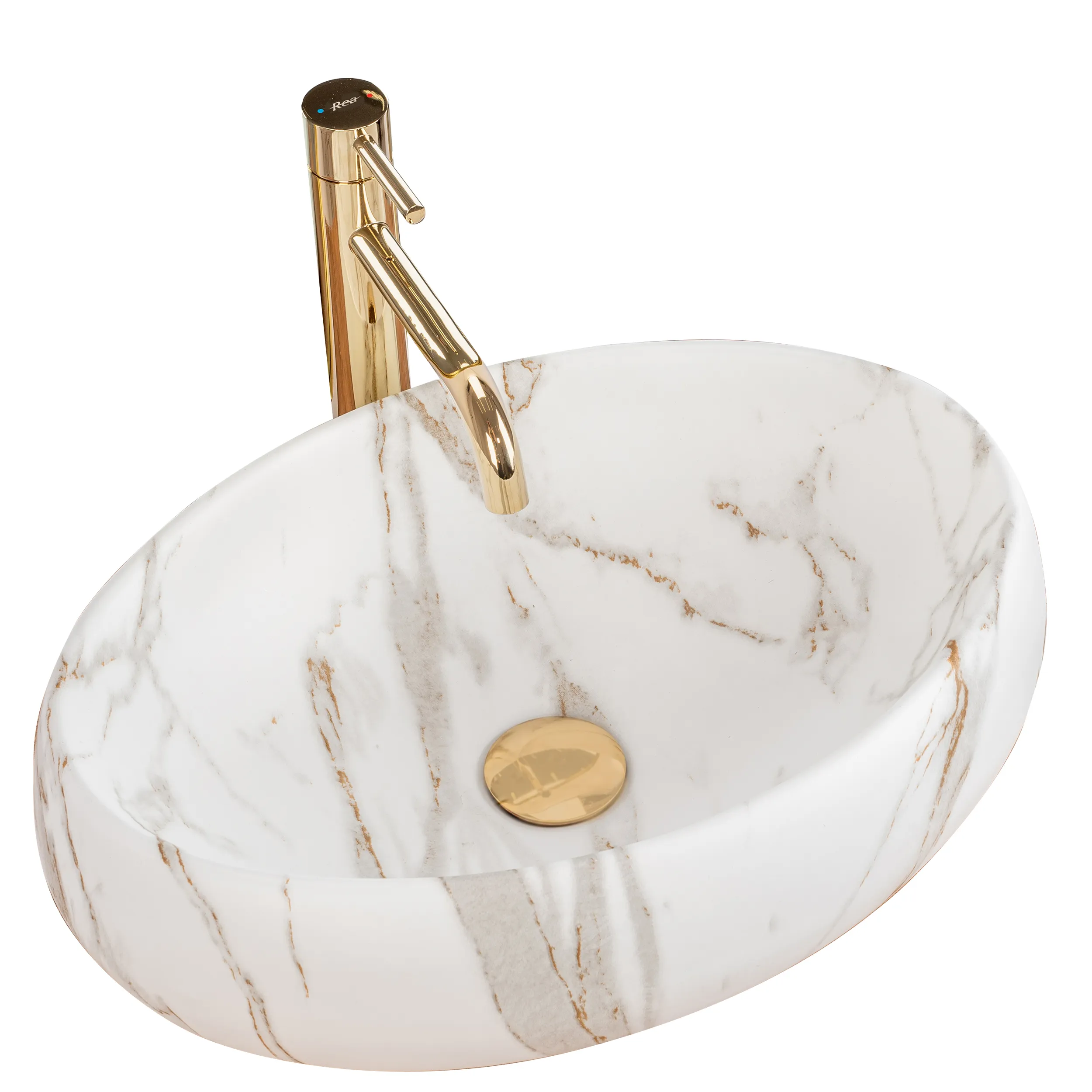 CHIUVETE / LAVOARE - Lavoar baie pe blat formă ovală lungime 48 cm culoare alb mat model Linda Lava Mat