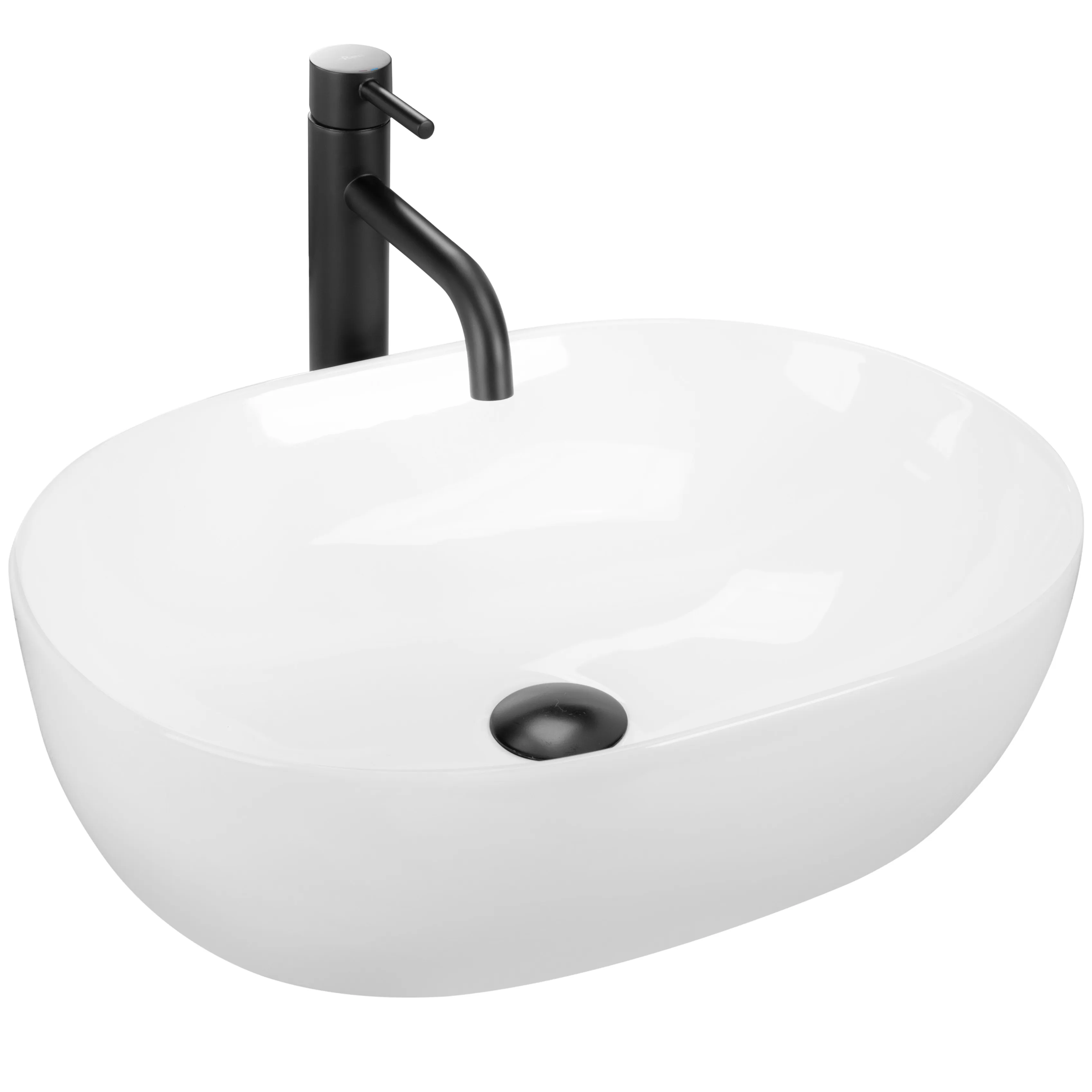 Lavoar pe blat formă semiovală lungime 49 cm culoare alb model Lisa White Lavoare pe blat - Lavoar pe blat formă semiovală lungime 49 cm culoare alb model Lisa White