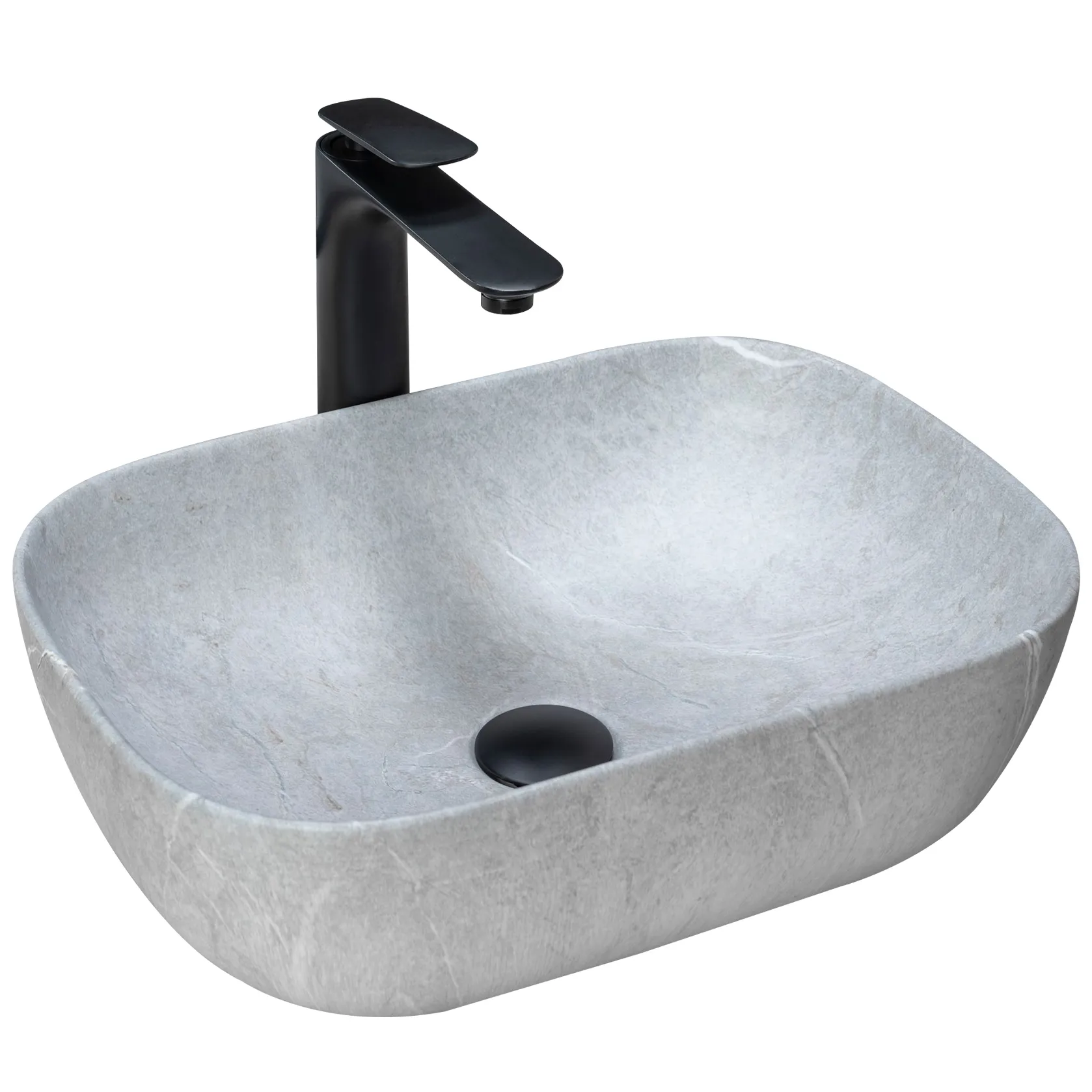 Lavoare pe blat - Lavoar baie pe blat formă dreptunghiulară lungime 46 cm culoare gri model Livia Grey
