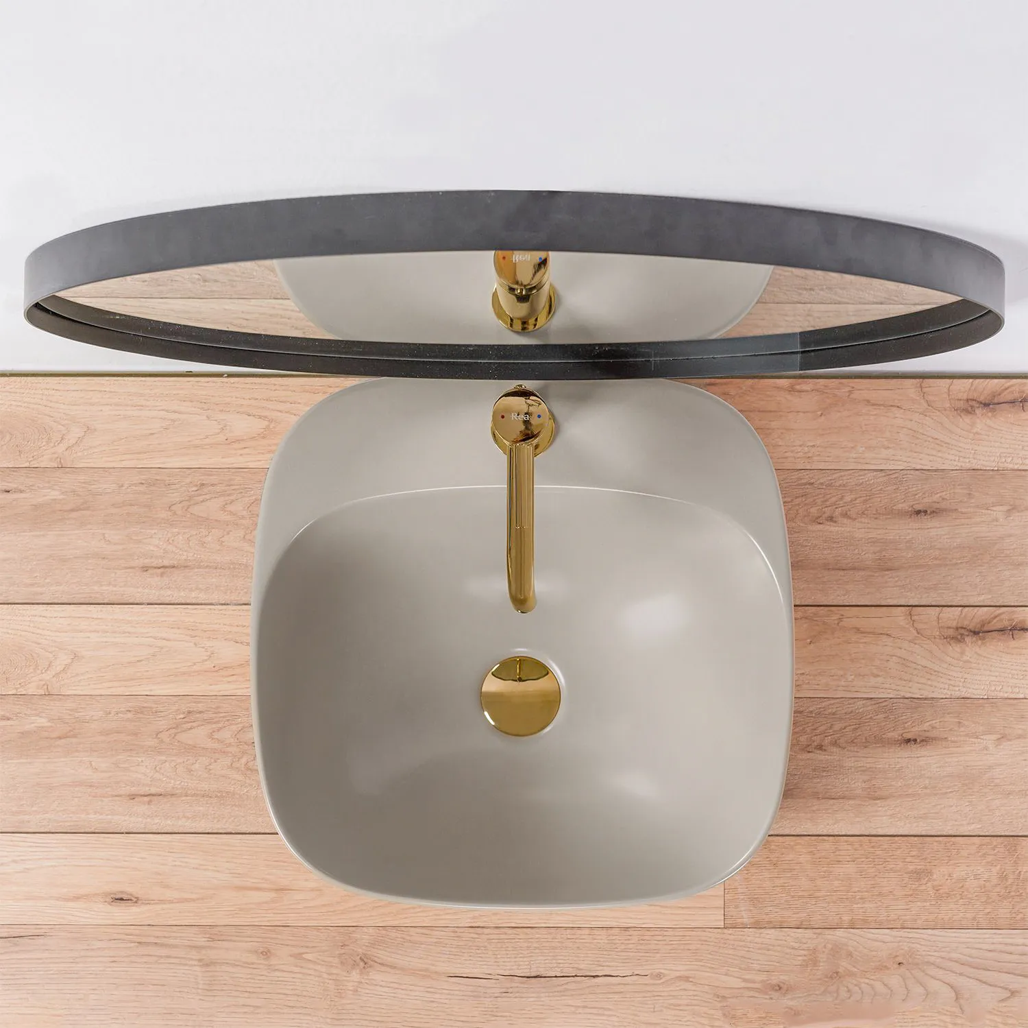 Lavoar baie pe blat formă pătrată lungime 42 cm culoare gri model Luiza Grey [2]