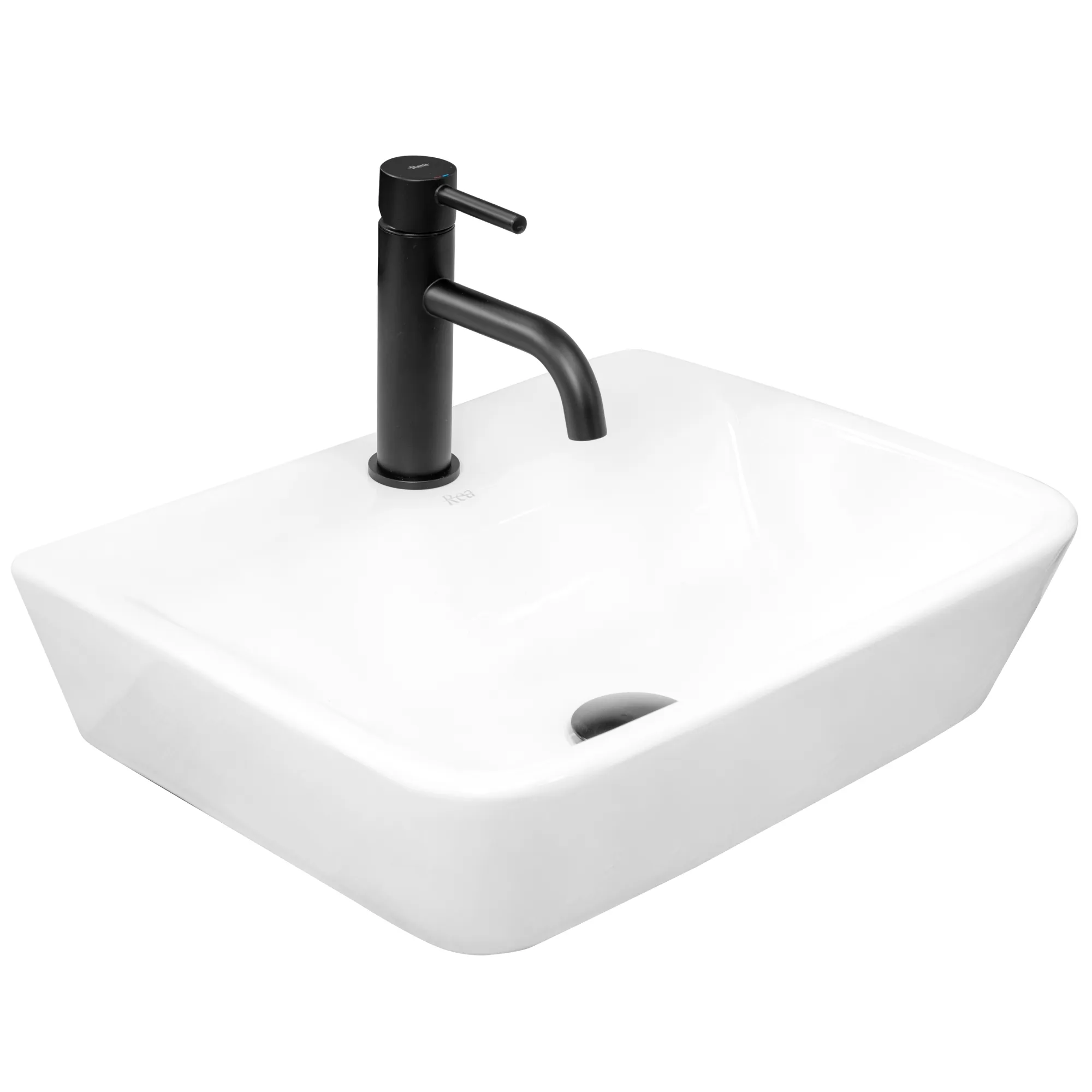 Lavoar pe blat formă dreptunghiulară lungime 45 cm culoare alb model Remi